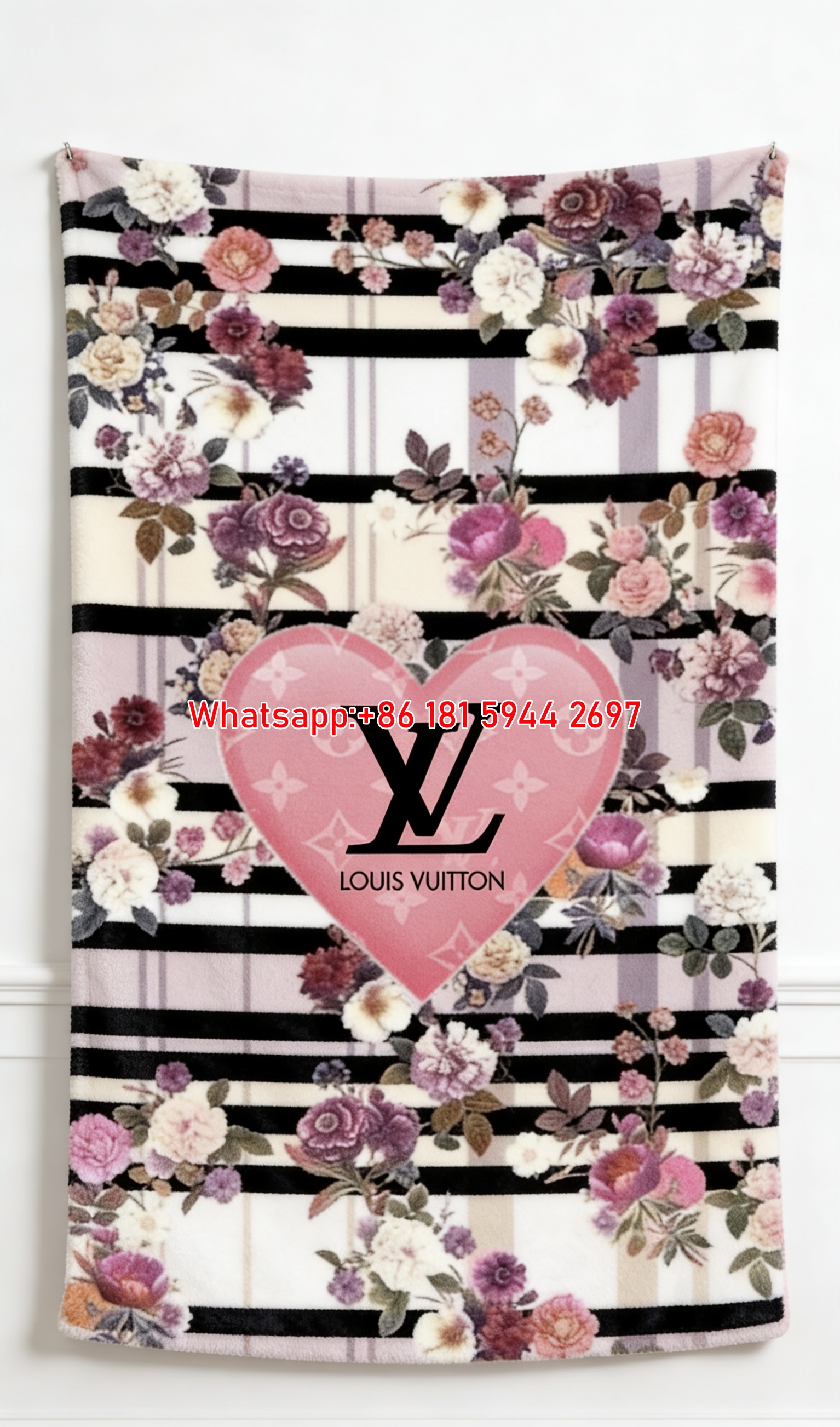 LV Heart Floral Blanket Pink LV Heart Throw IMG_3342